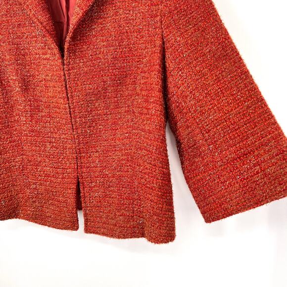 Lafayette 148 Womens 6 Wool Blend Super Sparkly Burnt Orange Blazer Jacket Top - Picture 5 of 10